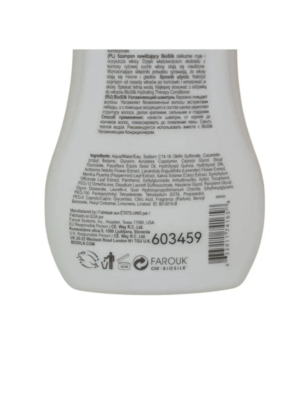 Biosilk Hydrating Therapy Shampoo 34 Fl Oz Sulfate & Paraben Free Strong Smooth